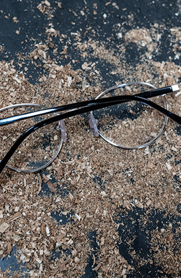 glasses in sawdust