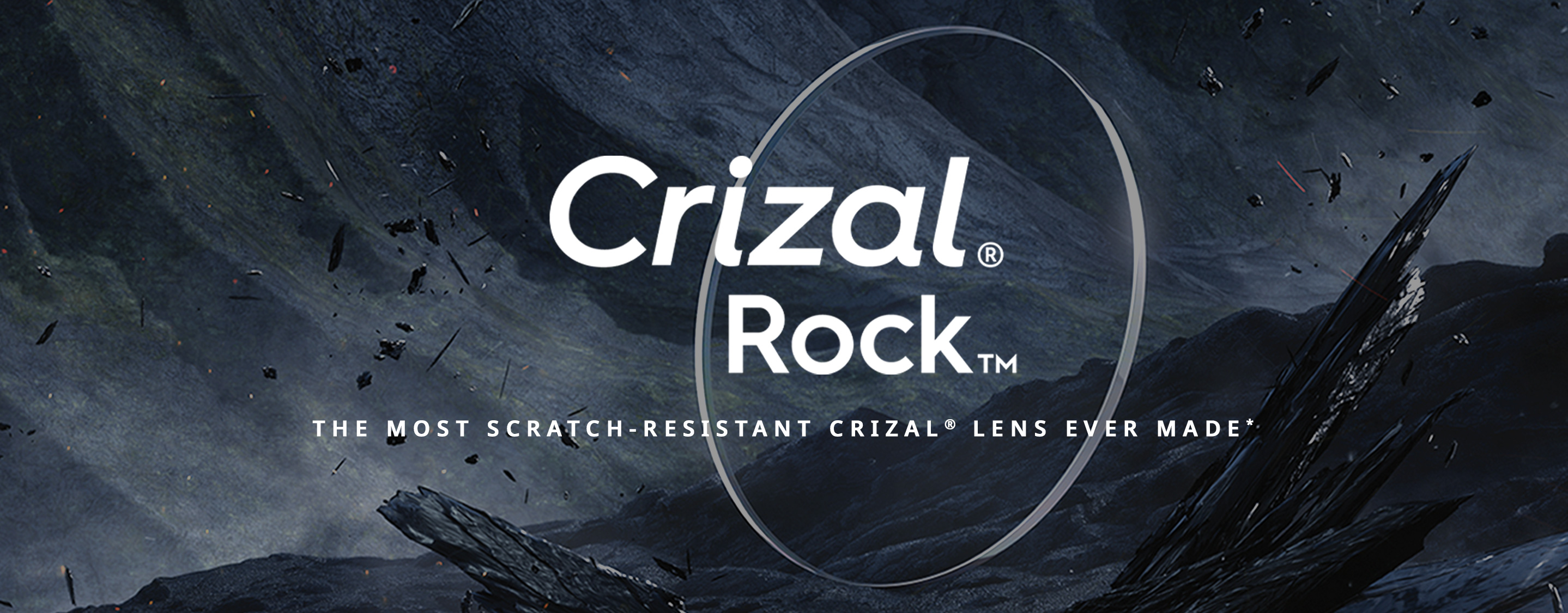 Crizal Rock logo - the most scratch resistant Crizal lens ever made