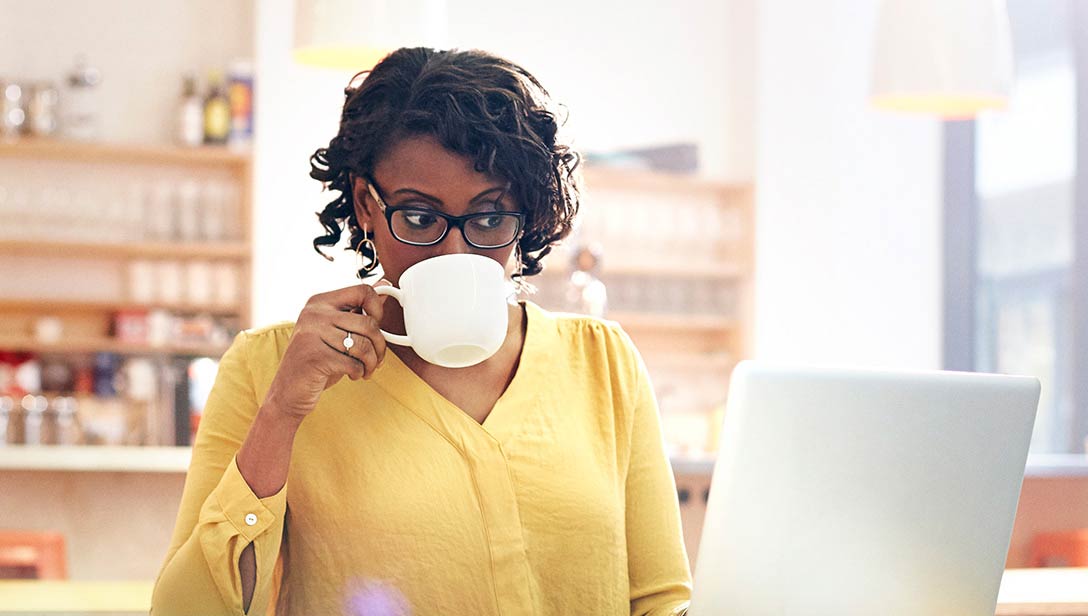 Woman drinking coffee